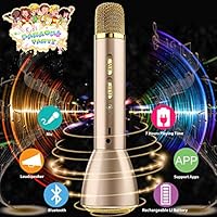 Microphone for Kids, Wireless Karaoke Microphone for Singing, Bluetooth Child Echo Portable Karaoke Mic Machine Cordless with Speaker for Boys Girls Adult Party Music Playing Gift Android IOS Phone