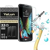 LG K10 Screen Protector,YELUN Tempered Glass Screen Protector with [2.5D Round Edge] [9H Hardness][Scratch-Resistant]0.26mm thinnest Nano film Product warranty for LG K10