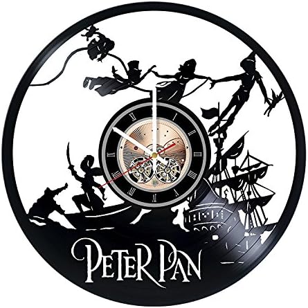 Peter Pan Vinyl Record Clock – Unique and Stylish Gift Idea – Perfect present for birthday, anniversary, wedding, Valentine’s Day – Modern Décor for any space