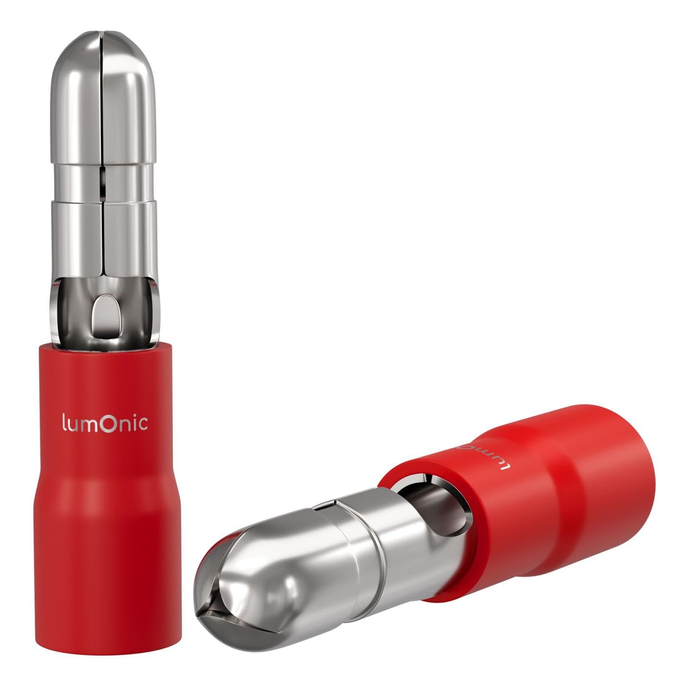 25x Round plug partially insulated 0,5-1,5mm² Pin diameter 4mm Red Connectors Brass tinned