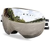 Premium Ski Goggles Over Glasses, Skiing Snow Goggles for Men Women Anti-Fog Frameless Snowboard Goggles UV 400 Protection with Case