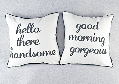 Set of 2 Mr and Mrs Home Decor Black White Husband Wife Throw Pillow Cover Cushion Case - 18 "X18 "