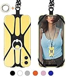 SHANSHUI Phone Lanyard, 2 in 1 Detachable Neck Strap Silicone Case Holder with Ring Stand Grip Compatible with iPhone, Samsung Galaxy and Most Smartphones (Black)