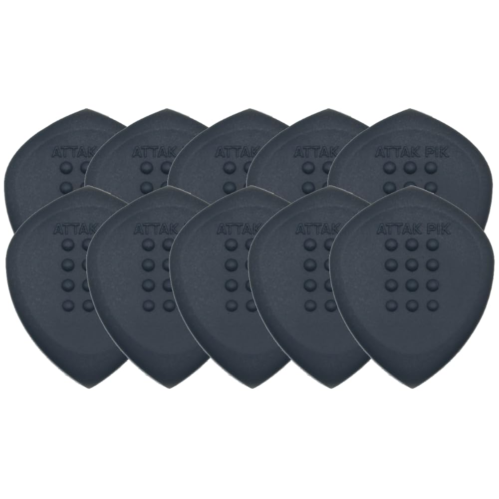 Acoustik Attak STEALTH XL Structured Guitar Pick - Large Beveled Guitar Picks, Unique Tone (10 Pack, Gray)