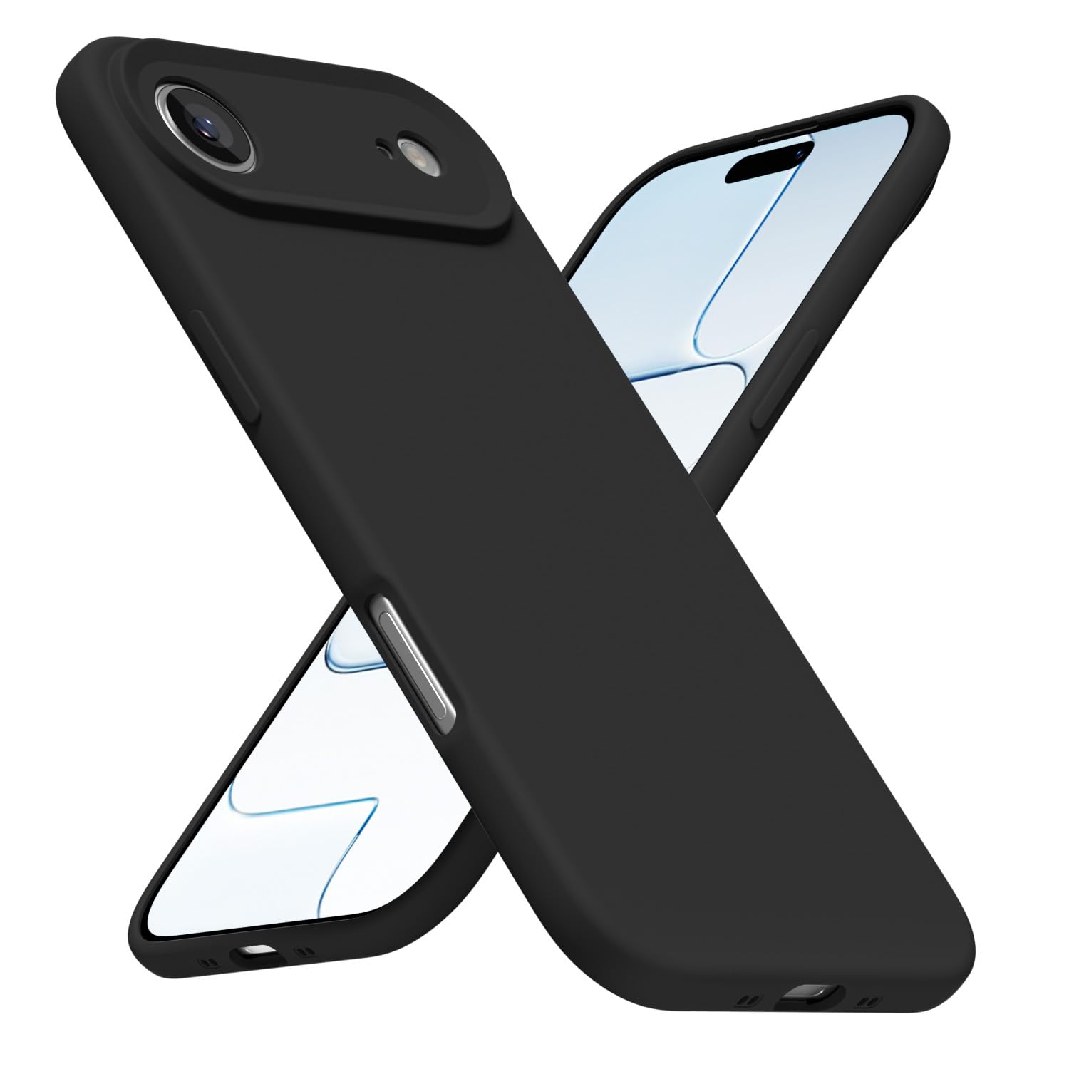 Photo 1 of LoeoeL for iPhone 17 Air Phone Case Silicone, Minimalist Ultra Thin Slim Soft Rubber Gel Solid Color Matte TPU Cute Case for Women Men, Girly Plain Aesthetic Design & Camera Cover Protection, Black