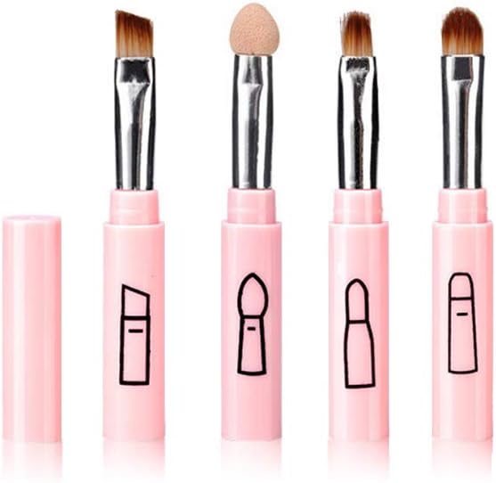 Splicable Makeup Brushes 4 in 1 Universal Mini Brush,Lip Brush Eyebrow Brush Eyeshadow (Pink) by LESGAULEST