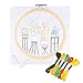 Unime Full Range of Embroidery Starter Kit with Pattern, Cross Stitch Kit Including Embroidery Cloth with Color Pattern, Bamboo Embroidery Hoop, Color Threads, and Tools Kit (Cactus)