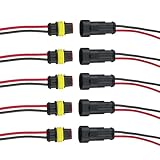 Qiorange 5 Set 2 Pin Way Car Auto Waterproof Electrical Connector Plug Socket Kit with Wire AWG Gauge Marine Pack of 5 (2 Pin 5 Set)