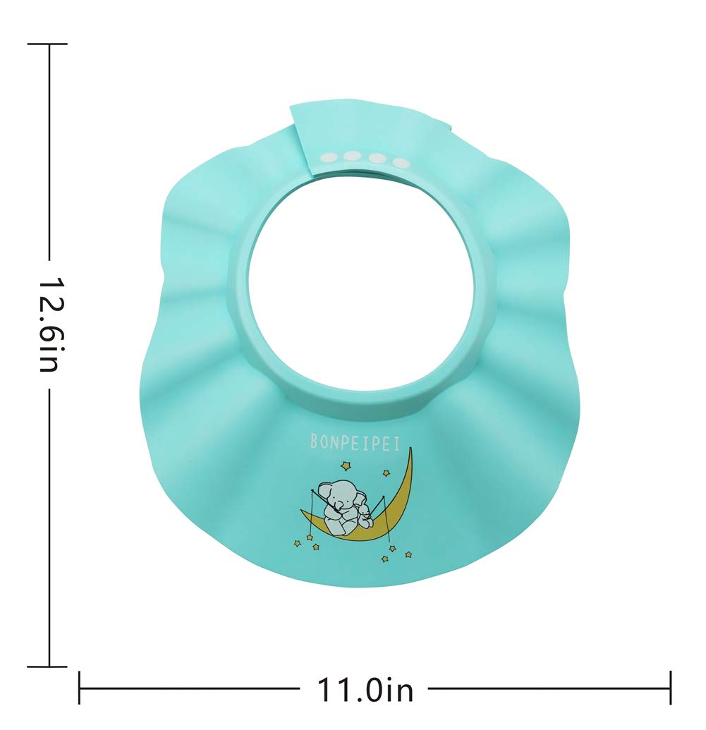 BONPEIPEI Baby Shower Shampoo Cap 2Pcs Adjustable Safety Eva Bath Visor Accessories Waterproof Soft Hair Washing Guard Bathing Hat for Girls, Boys, Infants, Kids and Toddlers-blue/green