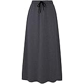Ylingjun Womens Warm Fleece Lined Long Jersey Skirts Elastic Waist A Line Flared Winter Skirt