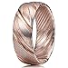 THREE KEYS JEWELRY 4mm 6mm 8mm Silver Rose Gold Damascus Steel Mens Womens Wedding Ring Wood Grain Band