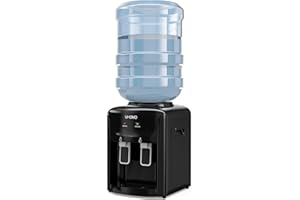 UMOMO Top Loading Water Cooler Dispenser, Countertop, Holds 3 or 5 Gallon, Hot & Cold, for Home and Office Use, Black(Water Bottle NOT Included)
