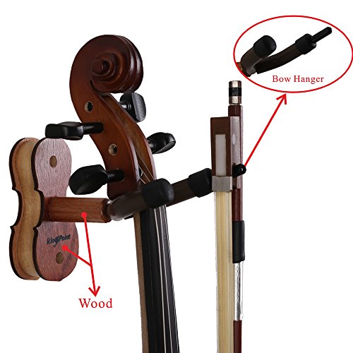 KingPoint Wood Wall Mount Hanger Auto Lock Design for Violin Viola Uklele and String Instruments - Thumbnail 2