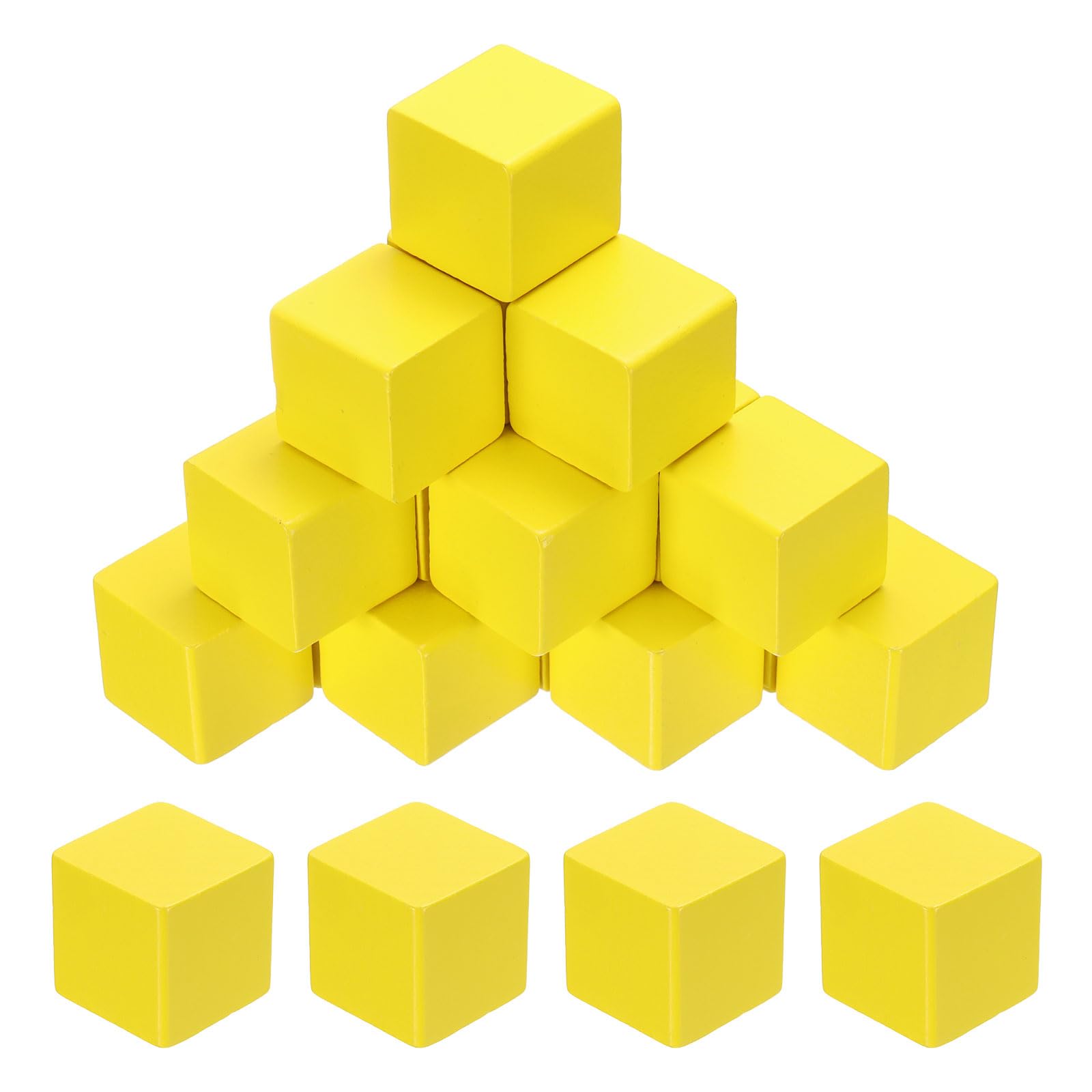 sourcing map 20Pcs Wood Blocks for Crafts, 3cm Unfinished Wood Cube Solid Wooden Blank Square Block for DIY Craft Projects Personalized Gifts, Yellow