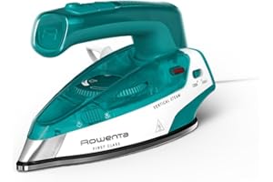 Rowenta First Class Mini Travel Iron, Dual Voltage (120V–240V), Compact Foldable Design, 65mL Water Tank, Travel Bag, Fast He