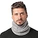 LO SHOKIM 2 Pack Neck Warmer Men Fleece Neck Gaiter Women Scarf Winter Double-layer Thick Knit Circle Loop Infinity Scarf Warm Windproof (Black + Grey)