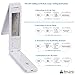 TR-Life Folding LED Desk Lamp, Eye-Care Portable USB Rechargeable Touch-Sensitive Control Brightness Arbitrarily Alarm/Clock/Calendar/Temperature Display Hang on Wall 18 Pcs LED Lights White
