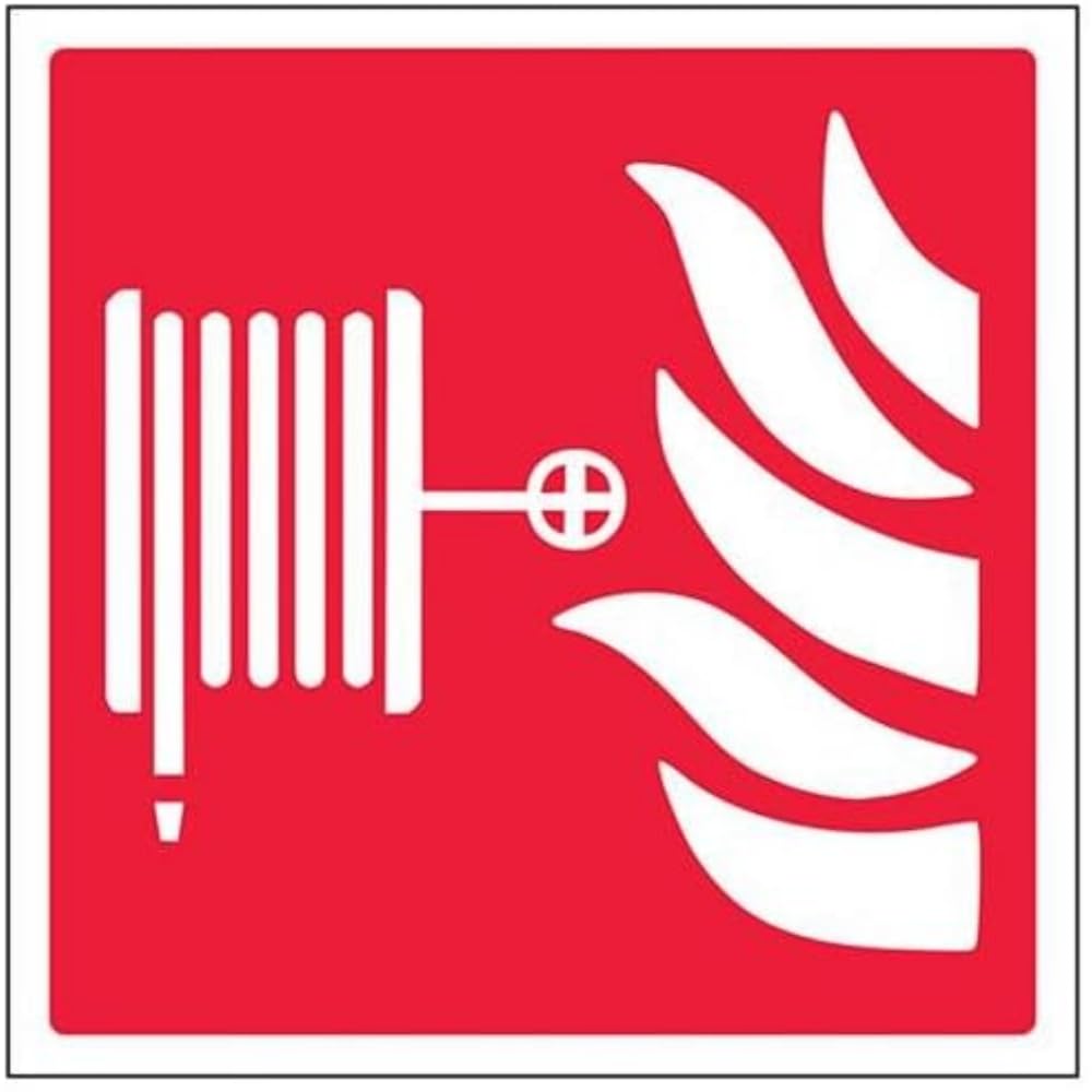 V Safety Hose Reel Logo Sign - 200mm x 200mm - 1mm Rigid Plastic