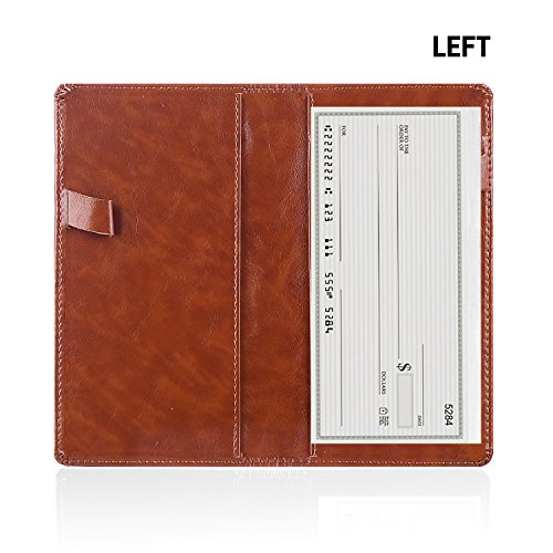 Leather Checkbook Cover Holder with Free Divider-Right and Left Handed Design Checkbook Cover case for Men&Women