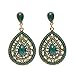 Voberry Women's Retro Bohemia Teardrop Crystal Drop Dangle Earrings (Green)