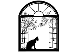 CAPTIVE DECALS Cat Arched Window 2 pcs 4" Black Fused Glass Decals