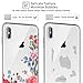 Casetego Compatible iPhone Xs Max Case,Clear Soft Flexible TPU Case Rubber Silicone Skin with Flowers Floral Printed Back Cover for Apple iPhone Xs Max 6.5 inch 2018,Pink Red Flower