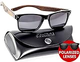 Bamboo Wood Wayfarer Sunglasses with 100% Polarized Lenses For Men & Women +Case