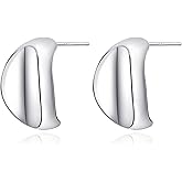 Aliyoham Silver Geometric Huggie Hoop Earrings for Women, Hypoallergenic Sterling Silver Jewelry for Women​​