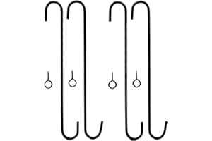 Tetra-Teknica YH12-01 12-Inch Extension S Hook for Hanging Plants, Bird Feeders, Lanterns and More, Powder Coated Black, 4-Pack