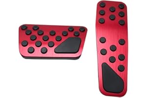BOYUER Anti-Slip No Drilling Aluminum Brake and Gas Accelerator Pedal Pad Cover For 2009-2023 Dodge Challenger Charger Chrysler 300 Foot Pedal Pads Kit 2PCS (RED)