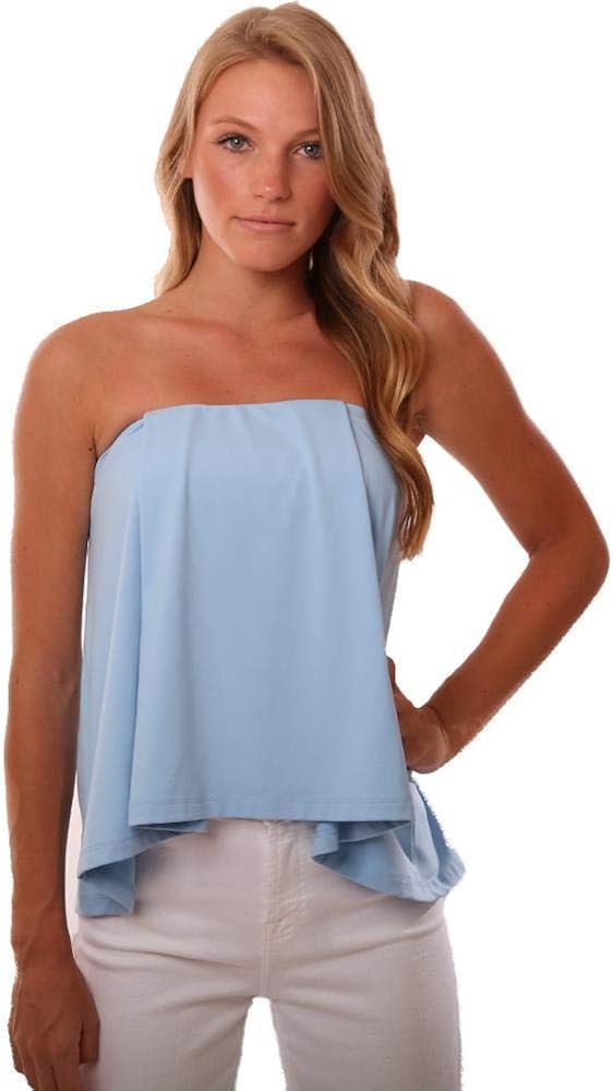 Susana Monaco Tops Strapless Flare Light Blue Top - Light Blue - M at Amazon Womenâs Clothing store