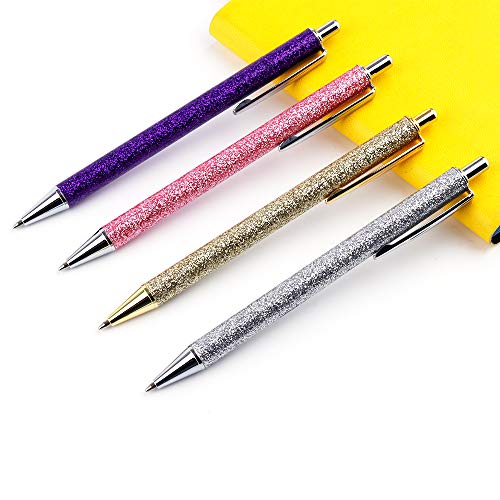 Ballpoint Pens, Retractable Black Ink Pens, (1.00 mm) Medium Point Ball Pen for Office Stationery Pack Of 4 Pens and Refills (Click Pens - 4 Pack)