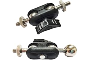 ThtRht 2 Pack Phone Holder Stand Arms Dual Head 17mm Ball Joint + 1/4'' Screw Heavy Duty Magic Arm Camera Mount Connector for Gopro Clamp Fill Light Ring Tripod Microphone Handlebar