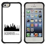 STPlus Sacramento, California USA United States of America City Skyline Silhouette Postcard Shock Proof Soft Rubber Cover Case for Apple iPhone SE / 5 / 5S