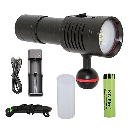 Scuba-Diving-Torch-Flashlight-KC-Fire-LED-Flashlight-Underwater-100M-Photography-Photo-Video