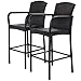 Tangkula Set of 2 Patio Bar Stools Indoor Outdoor Use Wicker Rattan Barstool with Footrest for Garden Pool Lawn Backyard Study Steel Frame Bar Chairs Furniture (Dark Brown 47