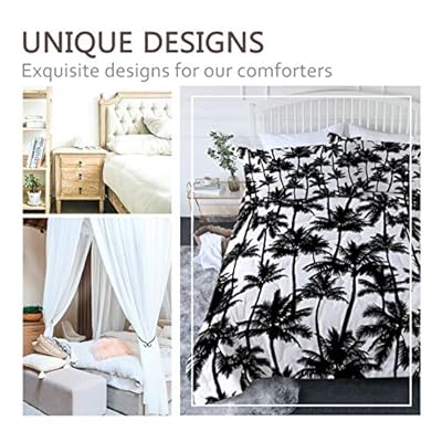 BlessLiving Palm Trees Bedding Comforter Set 3D Print Pattern Tropical Comforter with 2 Pillow Shams Black and White 3… 51G90iD0TXL