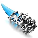 INBLUE Men's Stainless Steel Pendant Necklace Wolf Tooth Tribal -with 23 Inch Chain