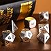 TecUnite 7 Die Metal Polyhedral Dice Set DND Role Playing Game Dice Set with Storage Bag for RPG Dungeons and Dragons D&D Math Teaching (Shiny Silver and Black)