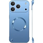 YAOZOCASE for iPhone Case,Luxury Magnetic Metal Gloss Matte Ultra Thin Frameless,Compatible with Magsafe Slim Hard PC Protection Shockproof Phone Case (iPhone 17 Pro Max,Blue)