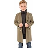 Szzmmer Boys Dress Coat Lapel Trench Jacket Mixed Wool Pea Coat Double Breasted Kids Coat with Pockets Formal Wedding Outdoor