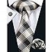 Hi-Tie Mens Classic Plaid Necktie Set include Hanky Cufflinks