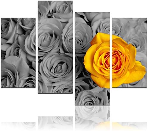 Live Art Decor - Framed Canvas Print Wall Decoration,Standing Out in A Crowd Yellow Rose Wall Art,Large Flower Canvas Art for Living Room- 48"W x 32"H overall