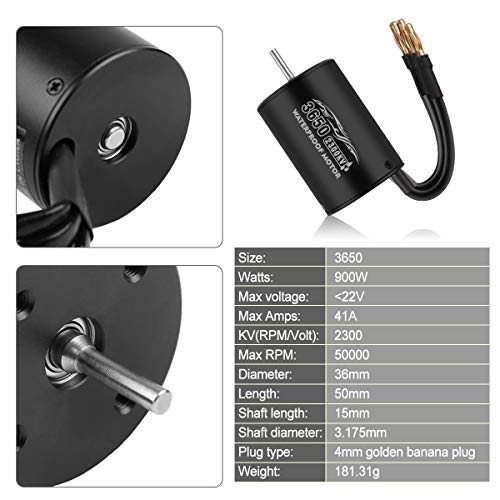 Innovateking 3650 2300KV Sensorless Brushless Motor 3.175mm and 60A Waterproof Brushless ESC Motor Electrical Speed Controller Combo for 1/10 RC Car - Thumbnail 4