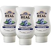 Re&agrave;l Infused Exotics Blueberry Syrup, 16.9 fl oz, 3 Pack | Fresh Blueberry Burst, Ideal for Cocktails, Mocktails, Sauces, Desserts, Squeeze Bottle, Drip-Free Spout, Easy Dispensing