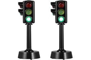 NUOBESTY Traffic Model Toys Signal Model Toys Mini LED Traffic Stop Light for Kids Educational Simulation Signal Lights Playset with Sound 2Pcs