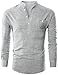 Ohoo Mens Slim Fit Ultra Light Cotton Linen Blend Long Sleeve Popover Work Shirt