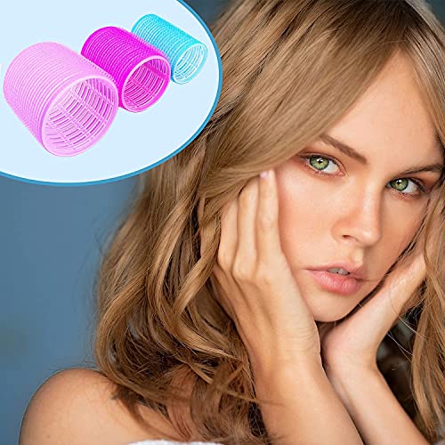 KHTD Large Hair Rollers Sets for Medium Long Hair,Self Grip Heatless DIY Curly Hairstyle Curlers Includes 27 Pcs Hair Curlers and 12 Pcs Clips,Hairdressing Curlers Tools (9 Jumbo+9 Large+9 Medium)