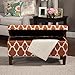 HomePop Large Upholstered Rectangular Storage Ottoman Bench with Hinged Lid, Orange Geometric