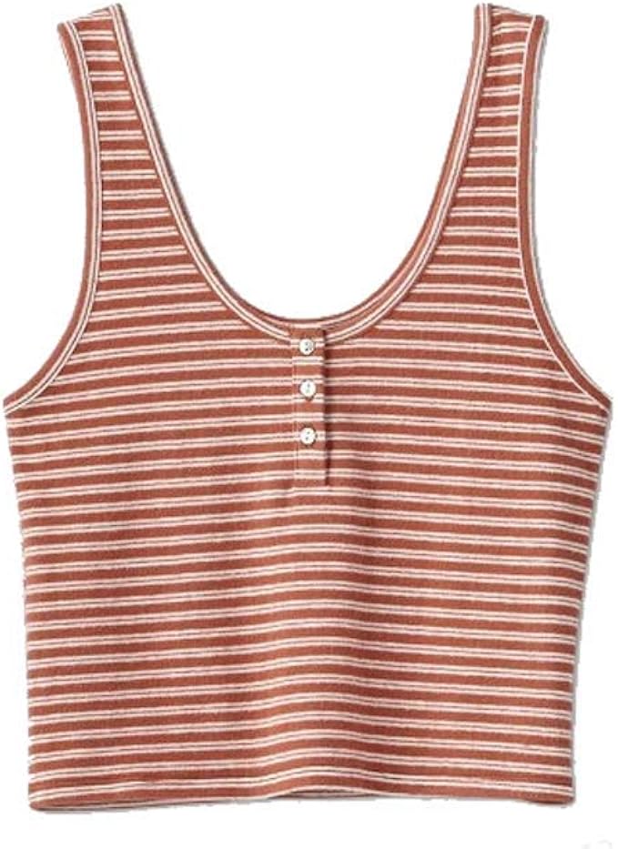 Colsie Women's Striped Tank Pajama Top Rust (Small